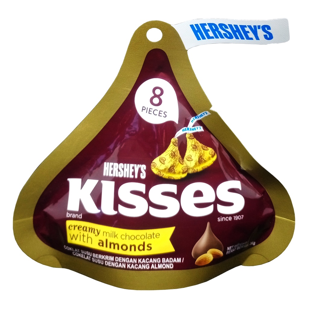 Jual Hersheys Kisses Creamy Milk Chocolate And Almonds Candy 36g Indonesiashopee Indonesia