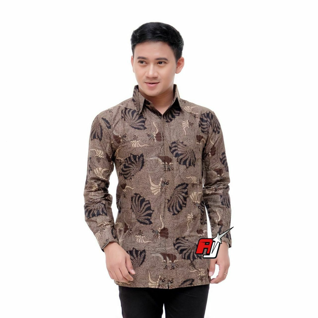 KEMEJA HEM BATIK PRIA LENGAN PANJANG COUPEL AYAH ANAK MOTIF KERANG