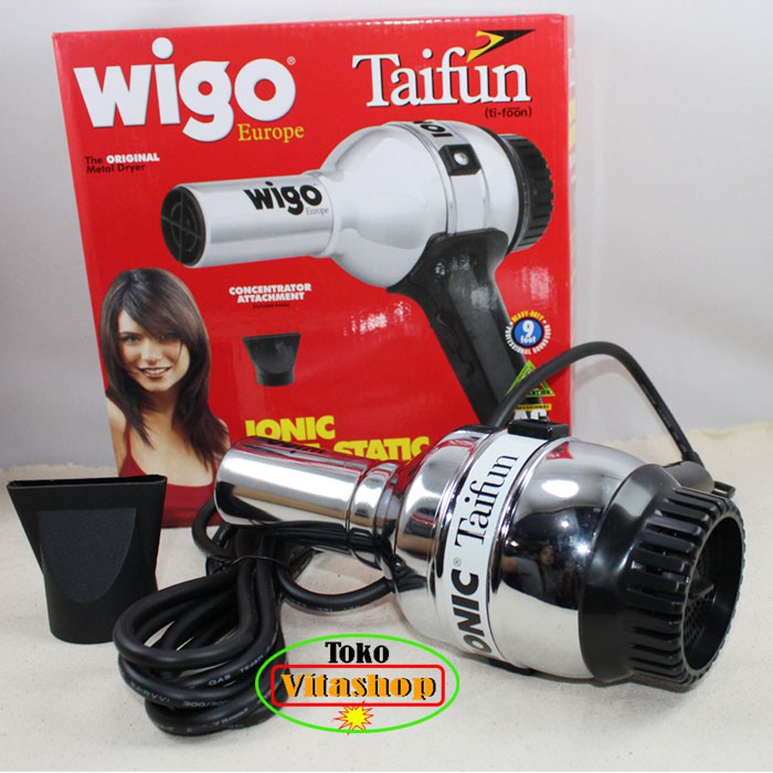 HAIR DRYER WIGO TAIFUN GERMANY - IONIC DAN ANTI STATIC 1000 WATT SILVER