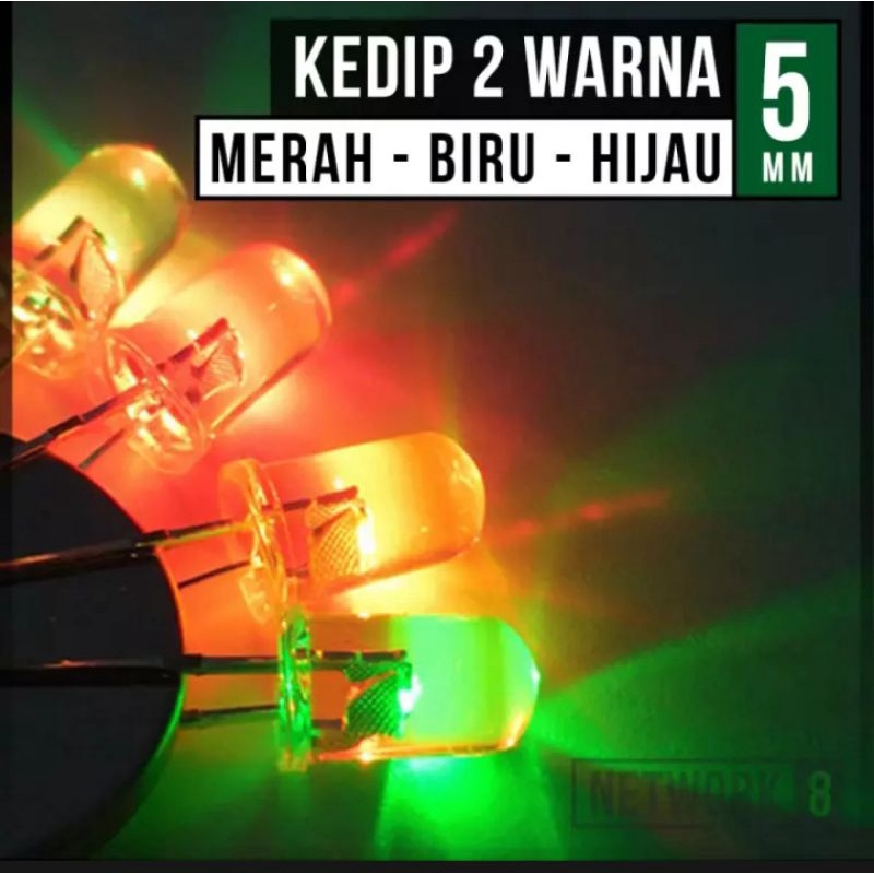 5 pcs LAMPU LED 5 MM BENING 2 WARNA