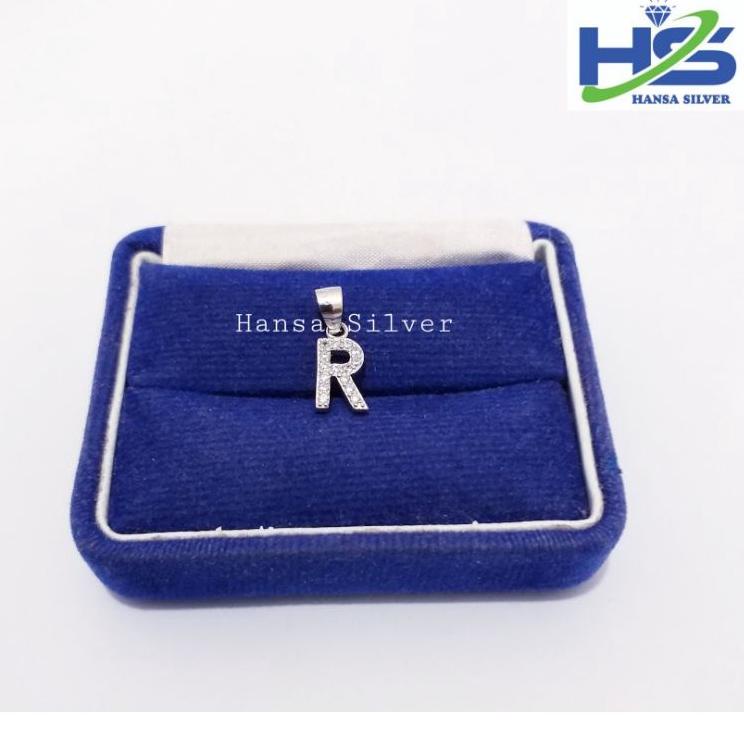 Pusat Terbaru KALUNG PERAK WANITA SILVER ASLI 925 LAPIS EMAS PUTIH ITALY LIONTIN HURUF R - PERHIASAN