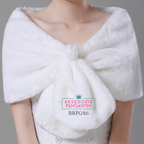 [SIAP KIRIM] BOLERO KARDIGAN CARDIGAN PESTA AKSESORIS PENGANTIN BULU PUTIH BBP016