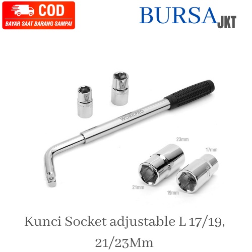 KUNCI PAS SOCKET L BENGKOK 17 - 23 MM HEX UNIVERSAL 17mm -19mm dan 21mm - 23mm