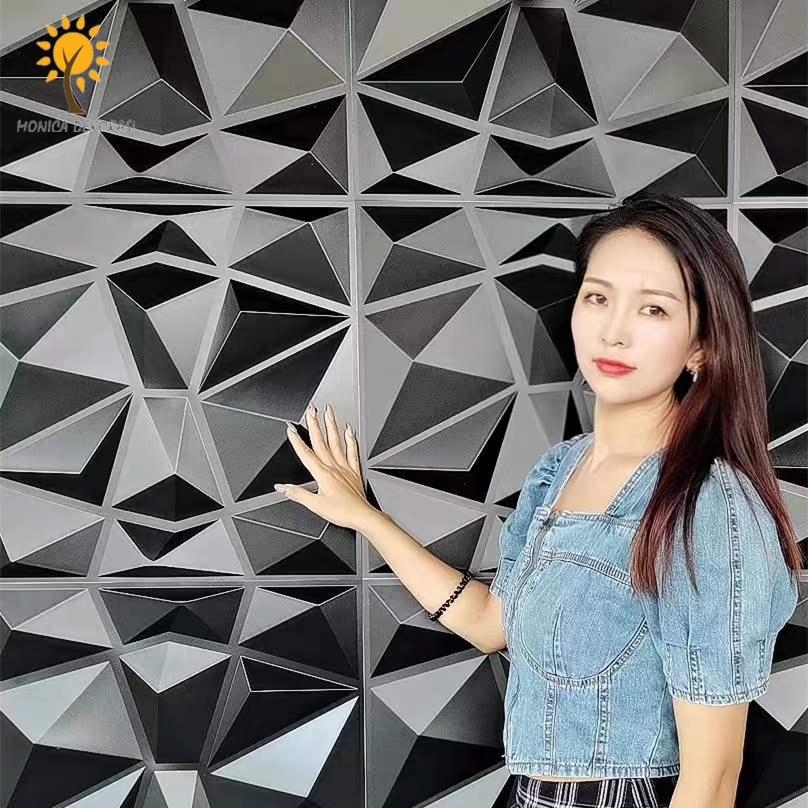  Wallpaper Foam 3D Batik Panel Diamond Triangle Dinding Sticker Dekorasi Dinding Kamar Rumah High Quality-1