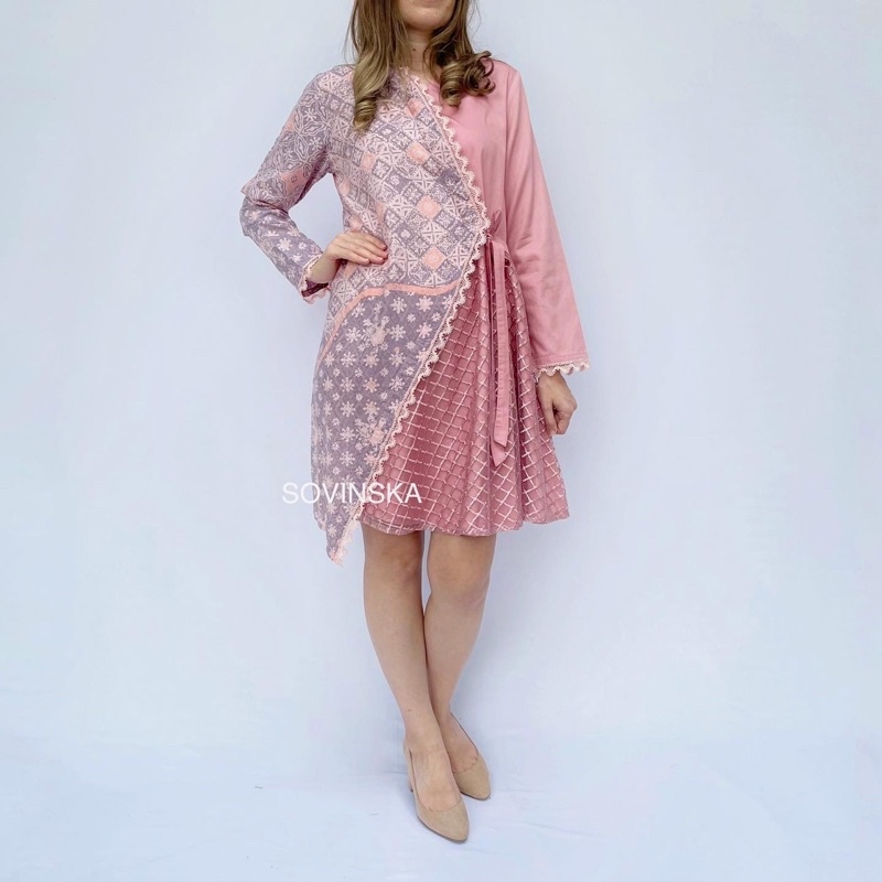 Dress Batik Pulau WTP 244 Dress Tunik Baju wanita modern-Pink