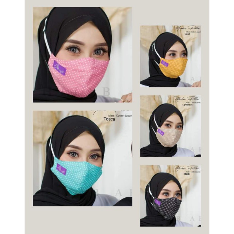 masker kain motif polkadot kecil