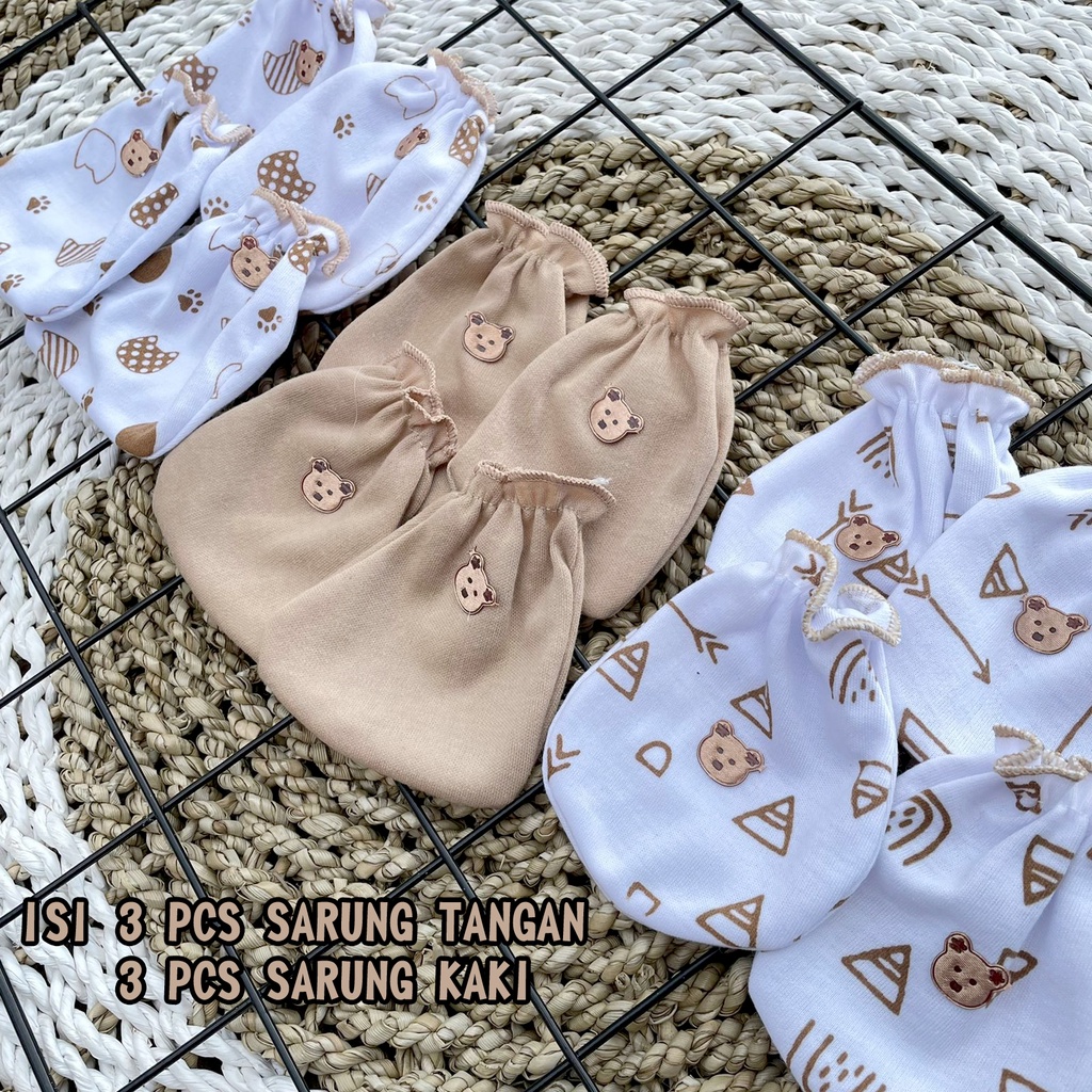 3 Pasang Sarung Tangan Sarung Kaki Pelindungan Tangan Bayi Sartaki Bayi DNW BABY