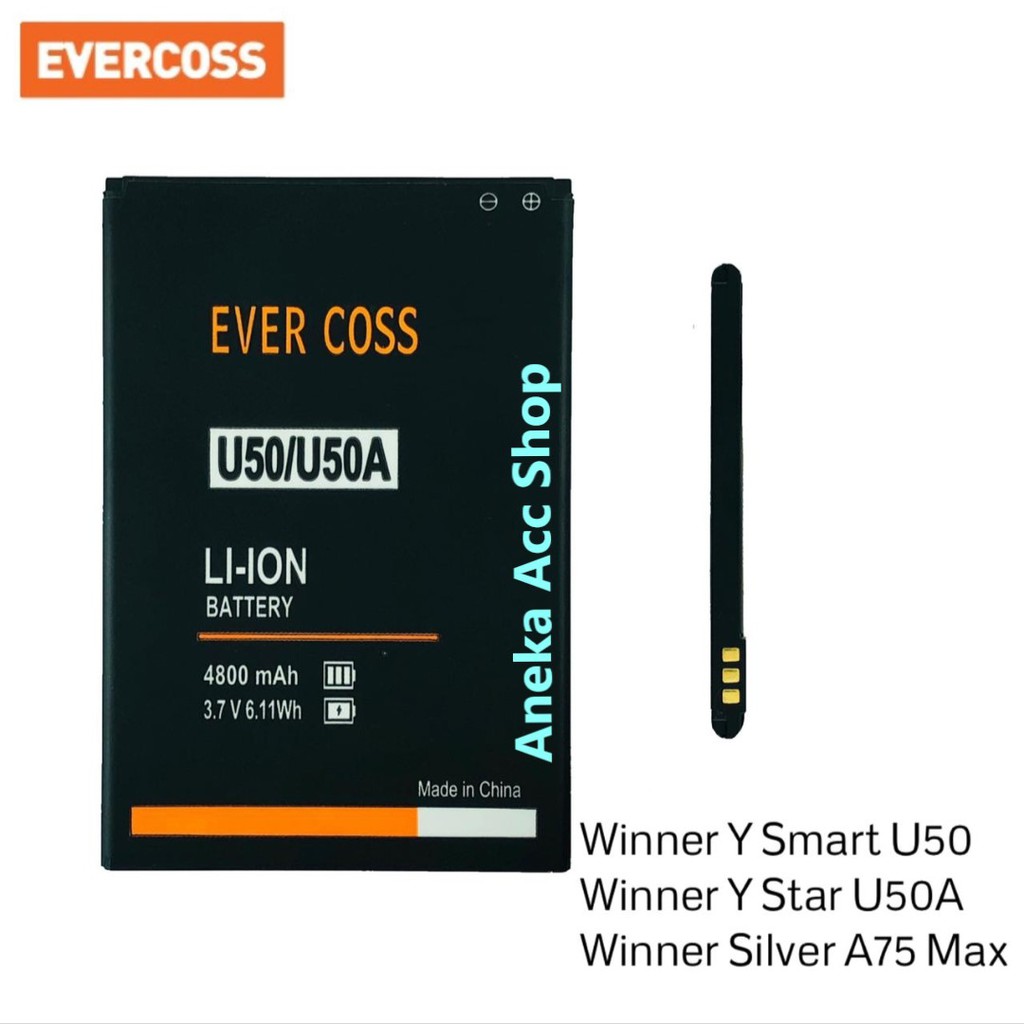 Baterai Original Evercoss U50 U50A A75 Max Batre Battery