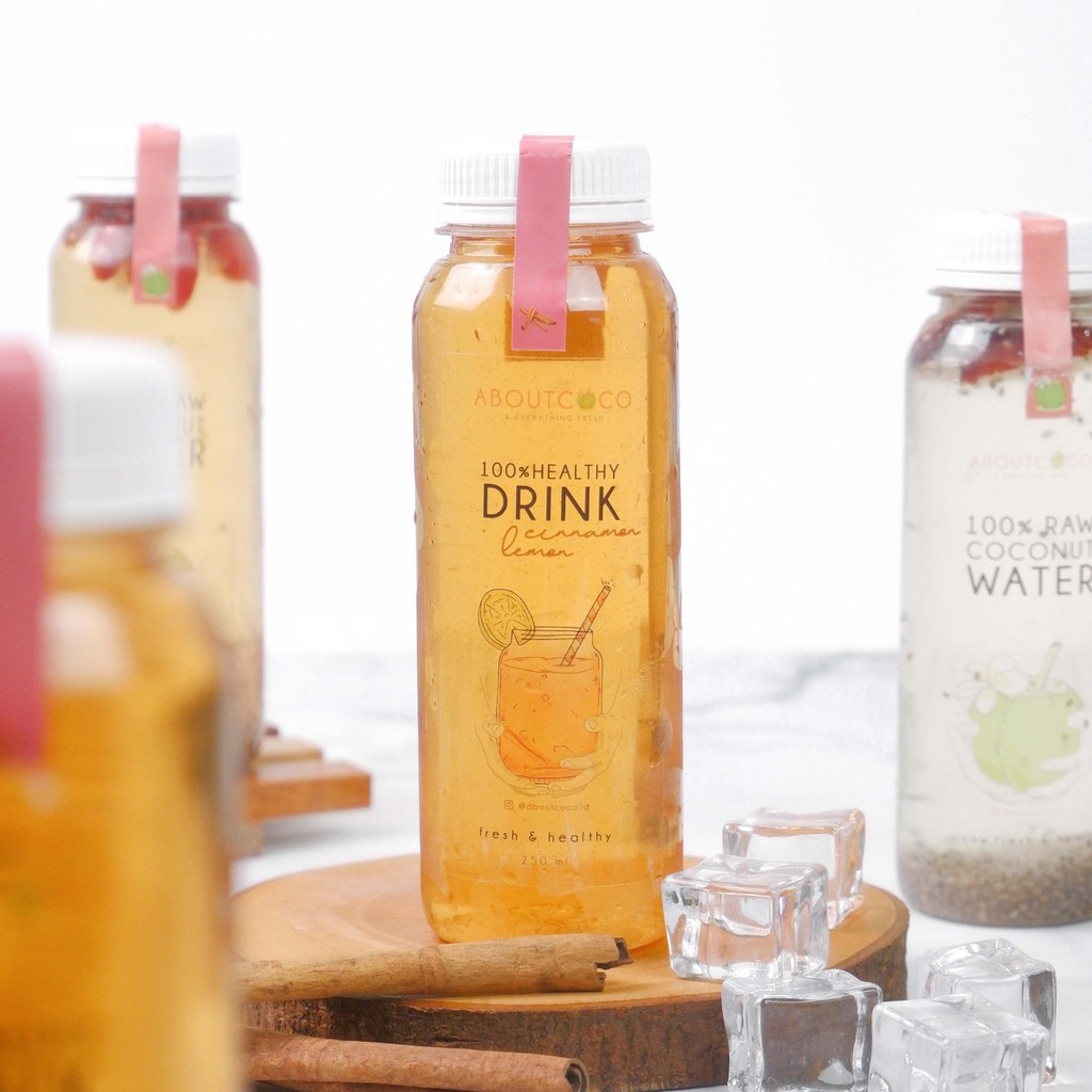 

5 x AboutCoco 100% Healthy Drinks Cinnamon Lemon 250 ml Bottle - Kayu Manis + Lemon Segar