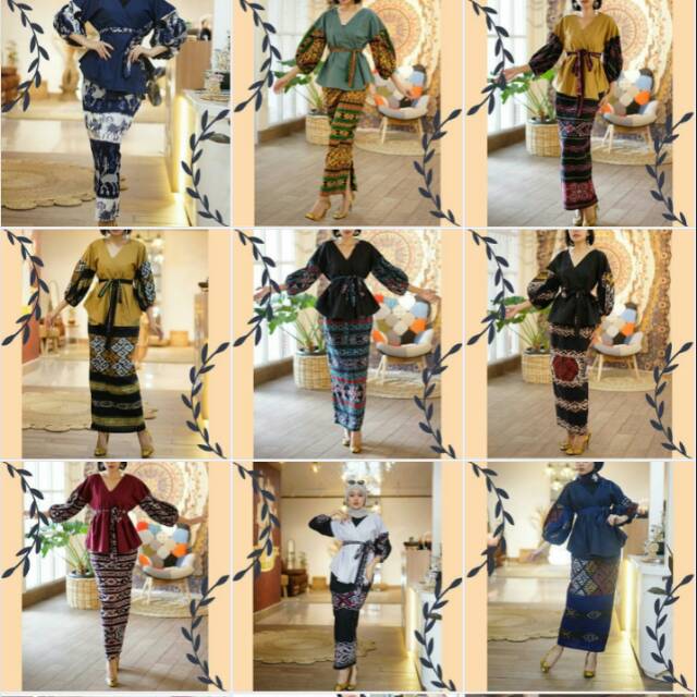 TENUN LOMBOK ROK SPAN BLOUSE BALON / SET TENUN