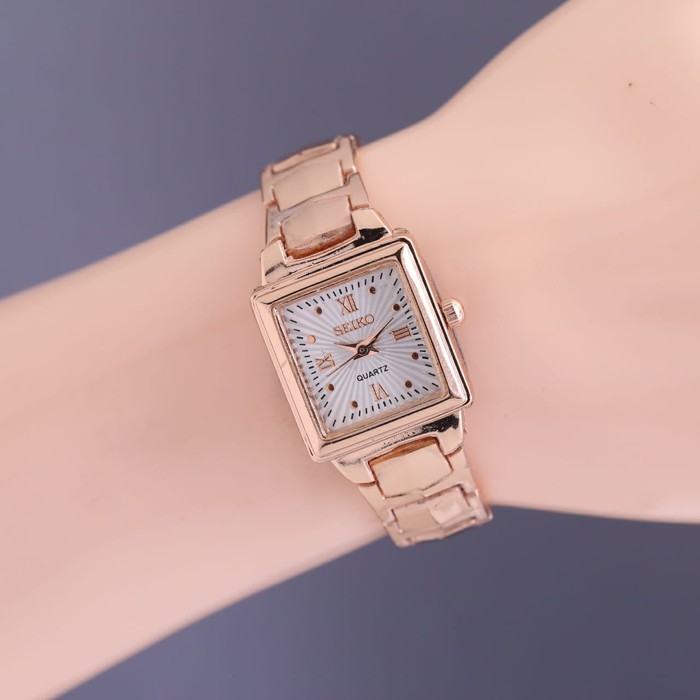 Promo Jam Tangan Wanita Cewek Seiko Segi Rantai Rosegold Termurah