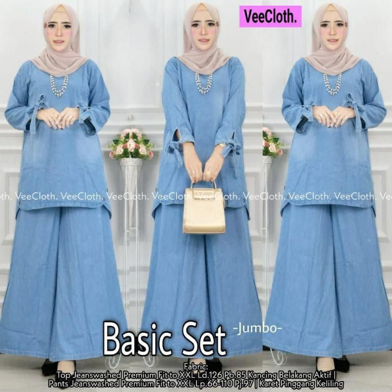 Setelan*Basic set jumbo+Lavanda set*set wanita*one set jeanswash
