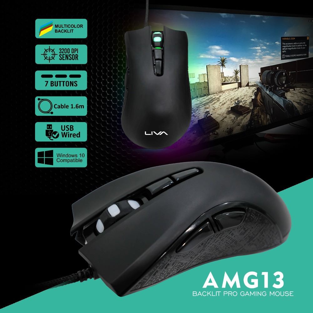 Mouse gaming LIVA Usb wired Backlit pro AMG13