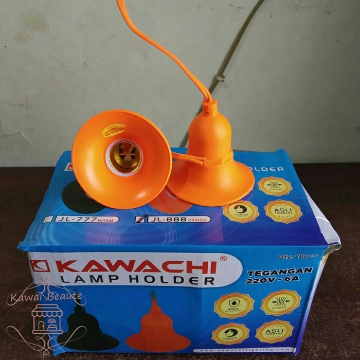 Kawachi JL-888 Fitting Lampu Gantung Body Karet + Kabel (Kawat Tembaga) Topi anti air