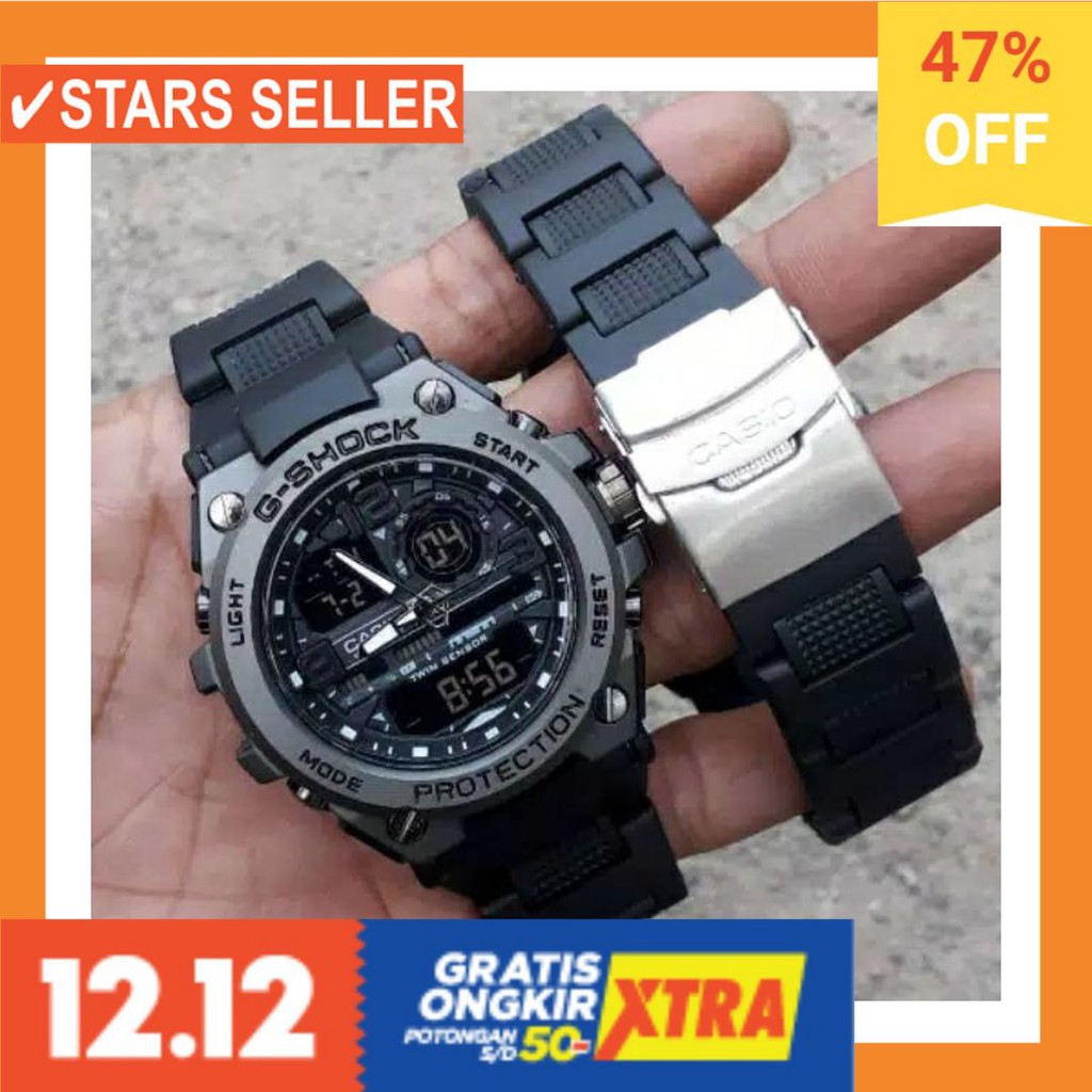 JAM TANGAN GROSIR MURAH LELAKI ANTI KARAT AIR LAKI / Jam tangan G-SHOCK GST8600 rantai mika ring