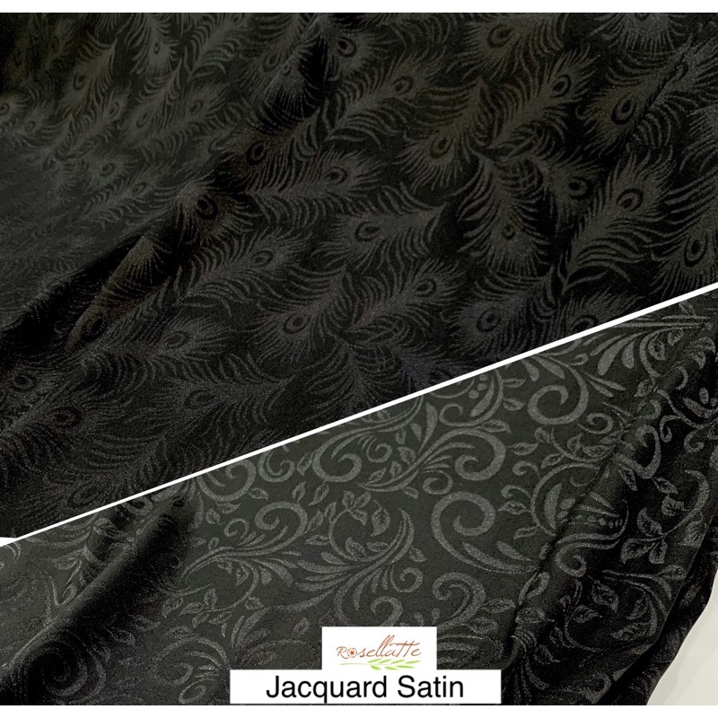 Kain Jacquard Satin Emboss Premium Black Series Mukenah Gamis