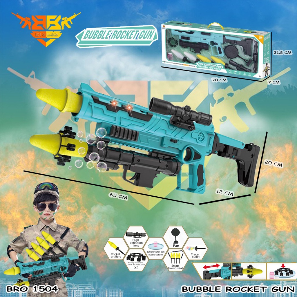 PROMO BRO1504 Bazoka Basoka Rocket Gun Pistol Pistolan Peluru Bullet Tembak Tembakan Besar Jumbo Mainan Anak