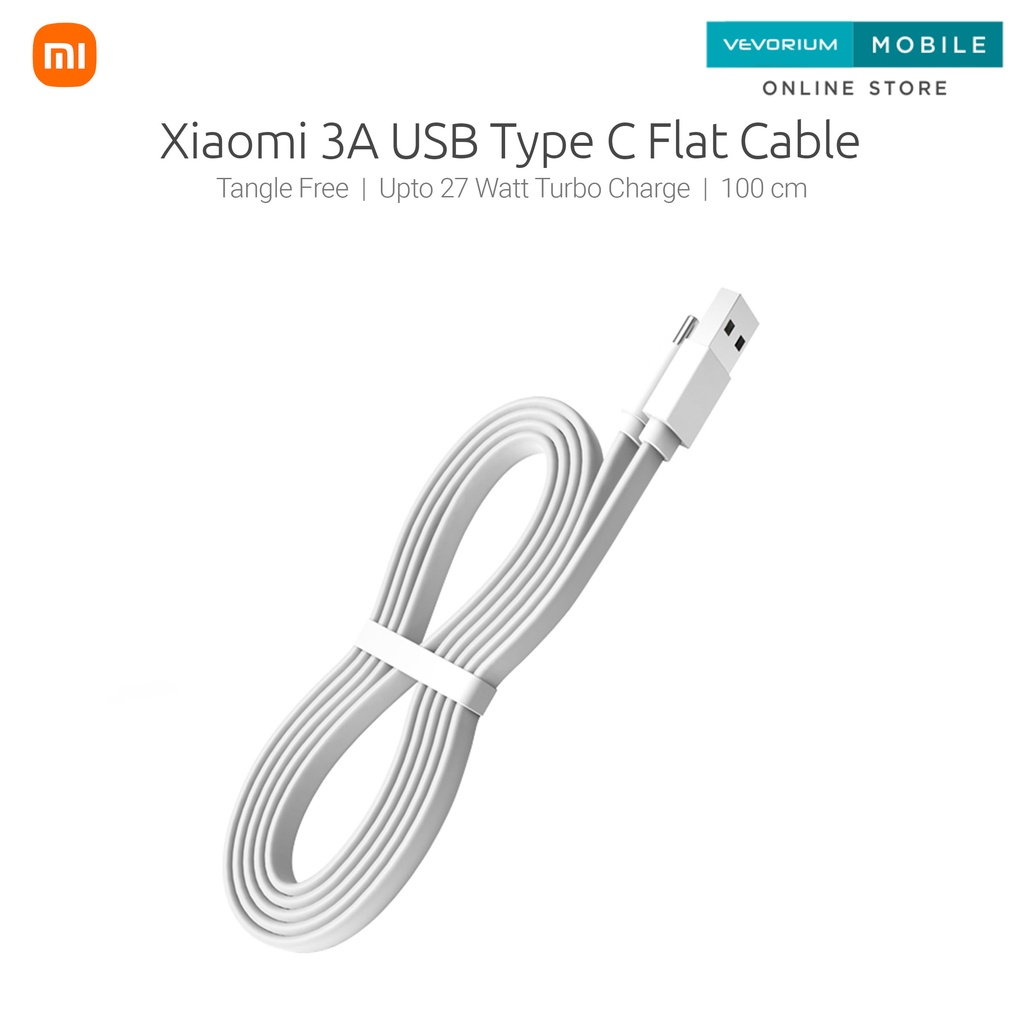 Xiaomi 3A 18W/27W 100cm Kabel Data Type C Anti Kusut Fast Charging 1m Data Cable Type-C Tipe C Original Charger Ori