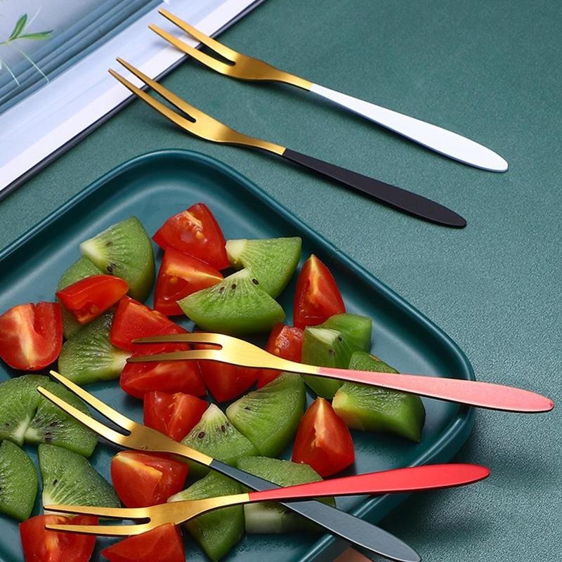 Garpu Buah / Salad / Dessert Bahan Stainless Steel 304 Warna-Warni Serbaguna Untuk Restoran / Rumah Tangga