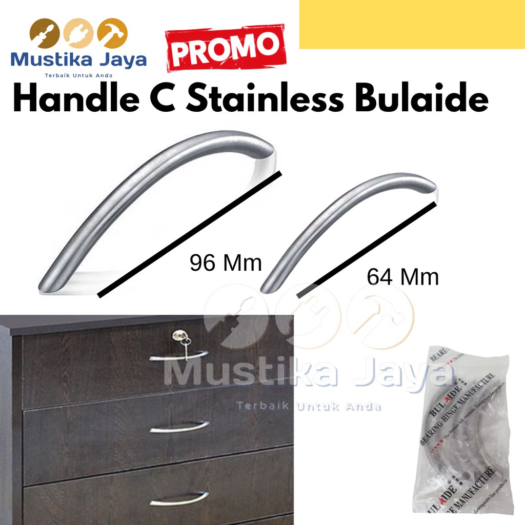 Handle C Stainless Serbaguna Awet Bukan Besi Chrome Plastik Huben Taco