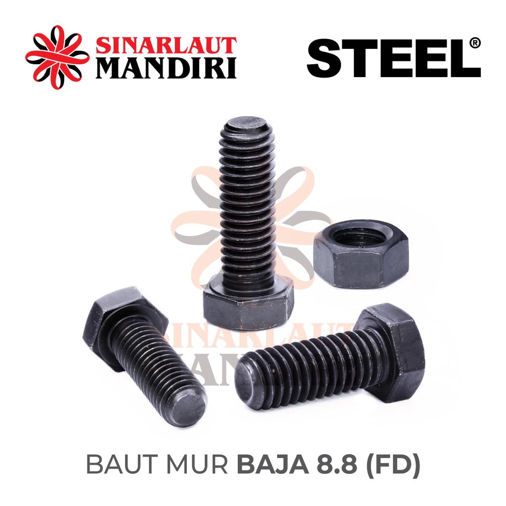 Baut Mur Baja Full Drat (FD) 8.8 M 16 x 60