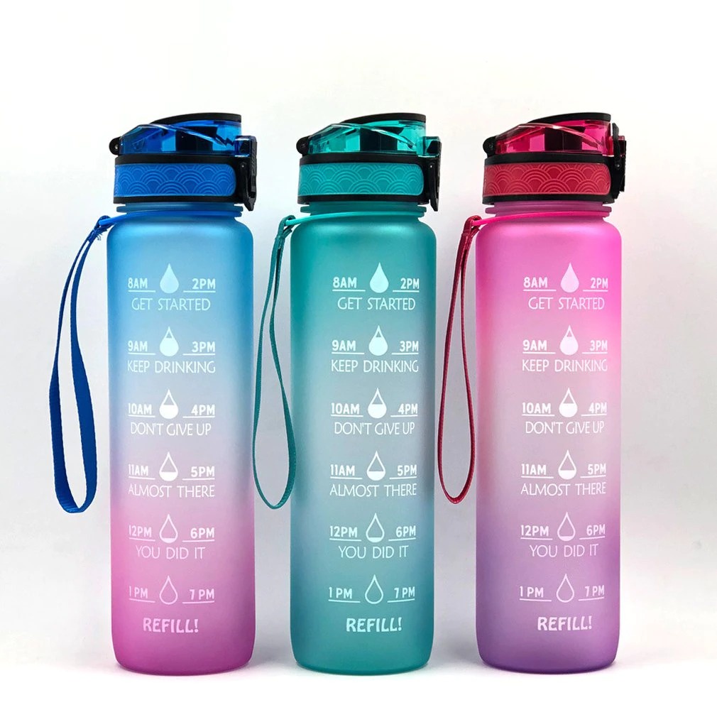 Botol Minum Plastik BPA Free Tabung Jumbo Leakproof Frosted Portable Bottle Untuk Travel Sekolah Kantor Kapasitas Besar Kopi Teh Susu Juice Air Aesthetic - 1000ml