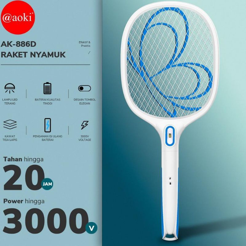 Raket Nyamuk Serangga Charge Cas Aoki 886 D