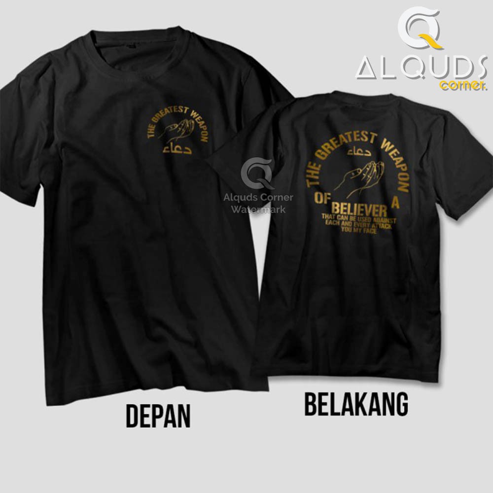Kaos Santri Muslim Premium DOA GREATEST WEAPON / Baju Distro Dakwah Islami Sahabat Nabi / 3490-7