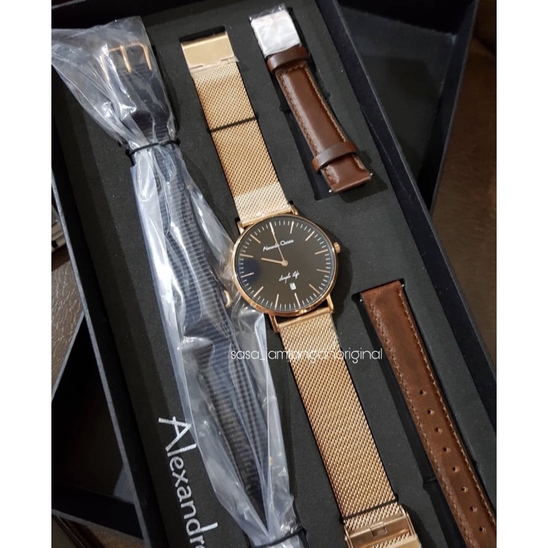 Jam Tangan Alexandre Christie Ac 8566 Original Rosegold Black