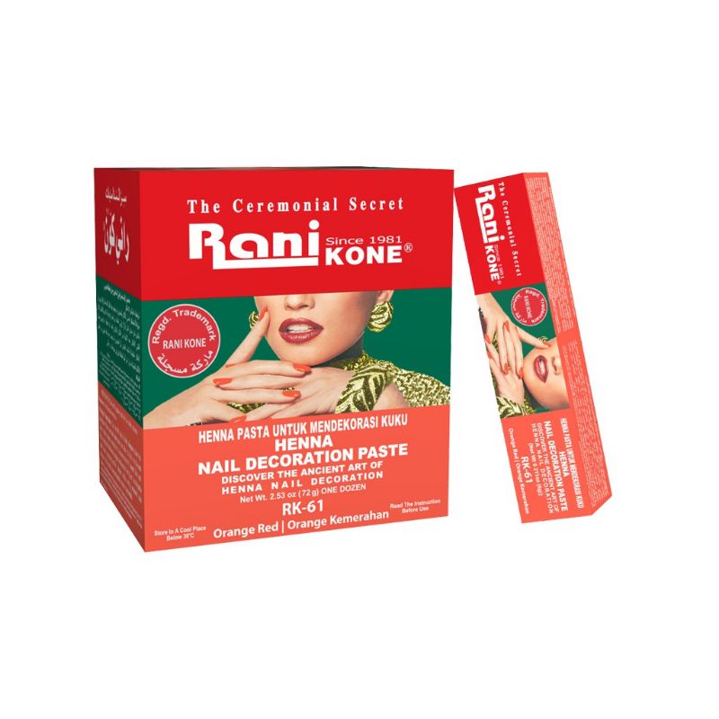 HENNA KUKU HALAL HENNA KUKU RANI Henna Rani Kone 82 Nail Decoration Paste Reddish (Green Pack) 6g