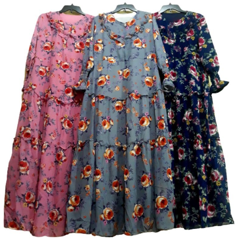 KOREAN SMOKE DRESS/ CERUTY DRESS RUFFLE DADA