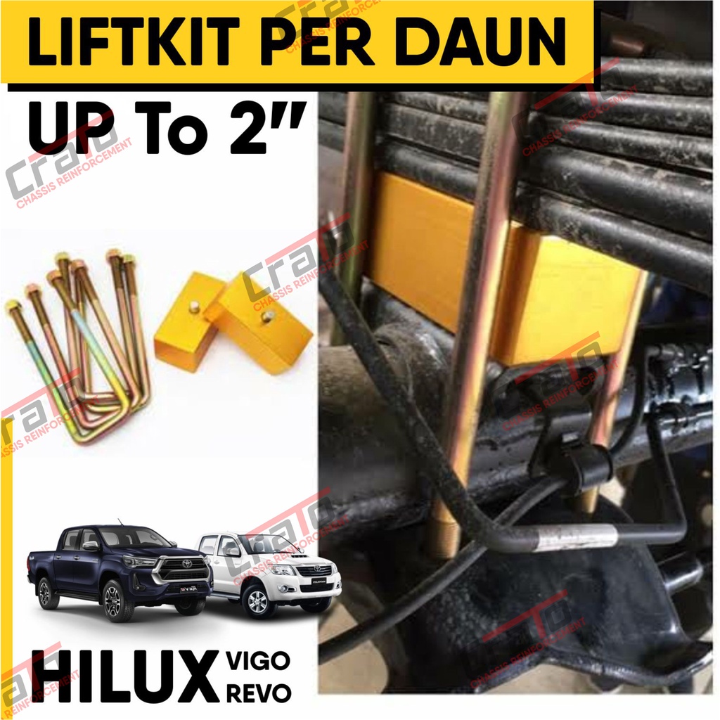 Lift kit Peninggi per daun belakang 2 inch Solid Block Yellow GOLD Awet Aman Original - Toyota Hilux