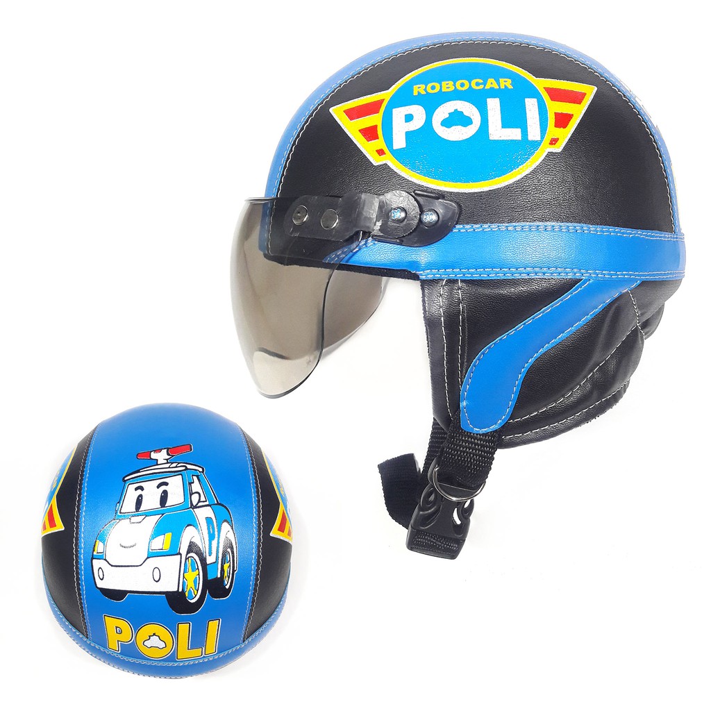 Helm Anak RETRO ROBOCAR POLI Murah / Helmet Non SNI / Helm Karakter Kartun Lucu / Helm Anak Cowok Laki Laki 1 2 3 4 5 Tahun