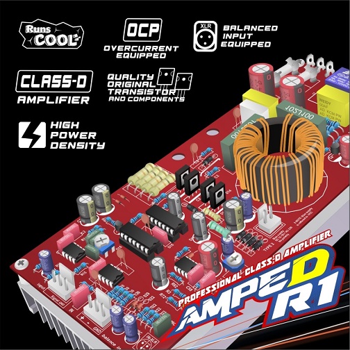 Kit Power Amplifier AMPED R1 900W HerK ( 1x900W ) Audio Stable Professional Digital Class D R-1 900Watt