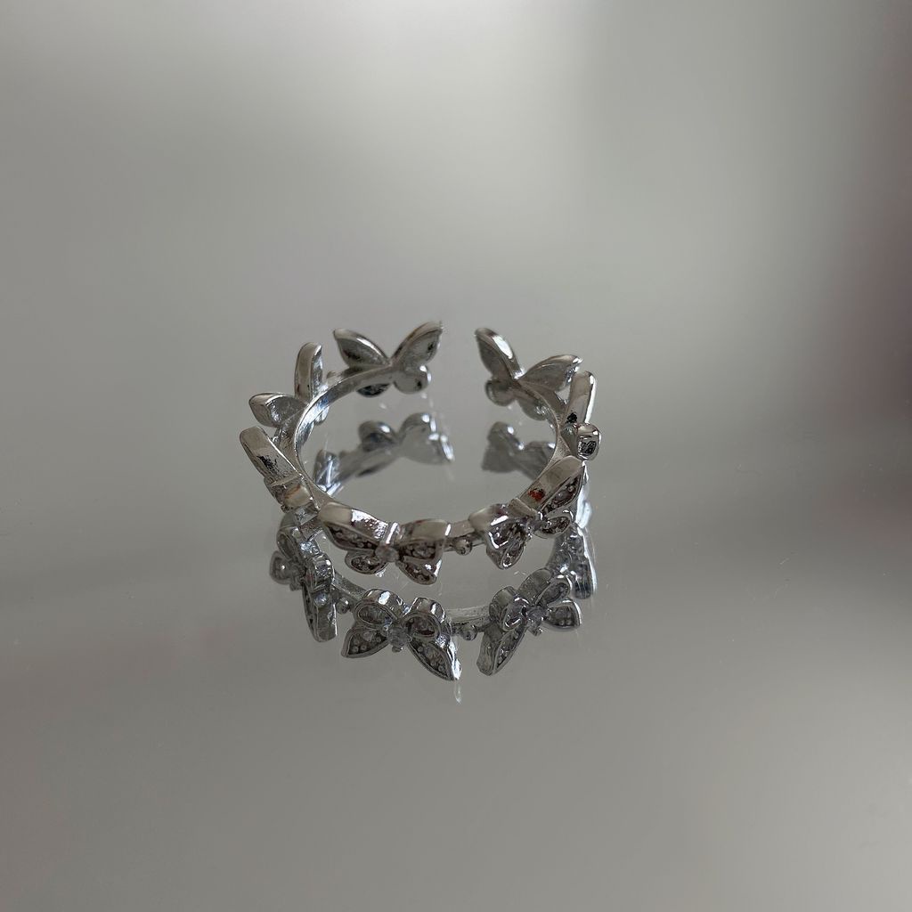 Butterfly Cincin Model Terbuka Adjustable Desain Kupu-Kupu Gaya Korea