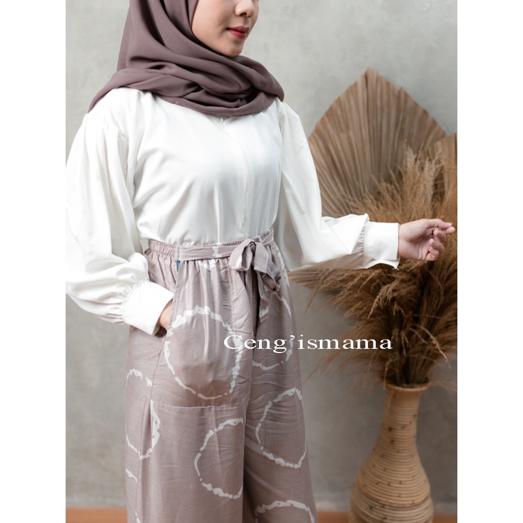 Celana Panjang Kulot Wanita Motif Cincin Sibori Bahan Rayon-3