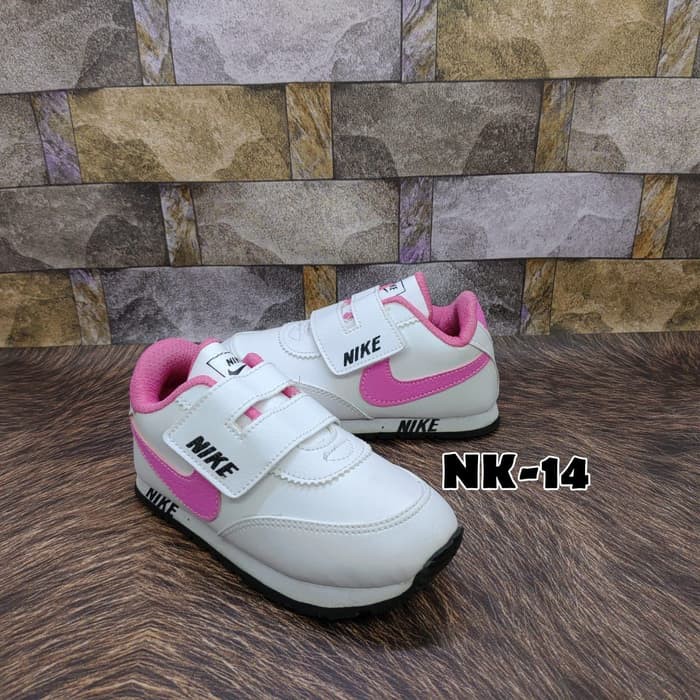 Sepatu Anak Perempuan Murah Putih List Pink NK-14 - Sepatu Anak Nike / Sepatu Anak Perempuan Putih