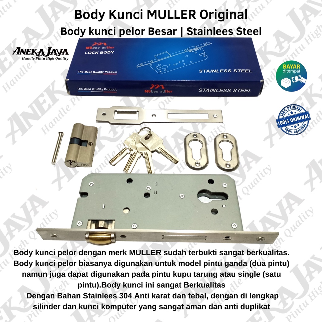 Body kunci MULLER stainlees 304 ORIGINAL | Body Pellor Besar Pintu kupu tarung atau single