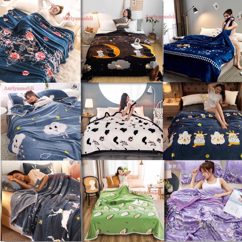 Selimut Dewasa Bulu Halus 140x200 Motif Keren Asriyasashii Terlaris  Termurah Berkualitas