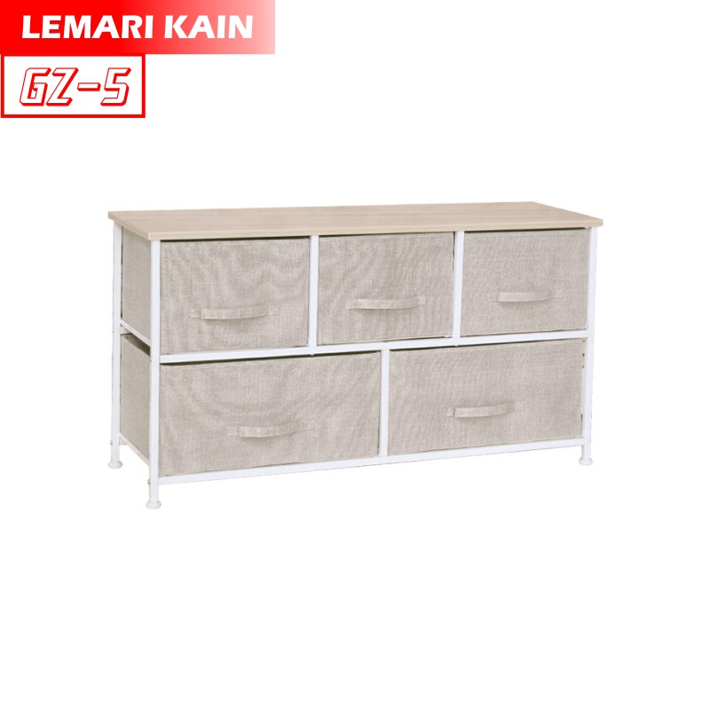 Lemari 2 Susun 5 Kotak Kain Linen Rak Penyimpanan Laci - ORANGEHOME (GZ-5)