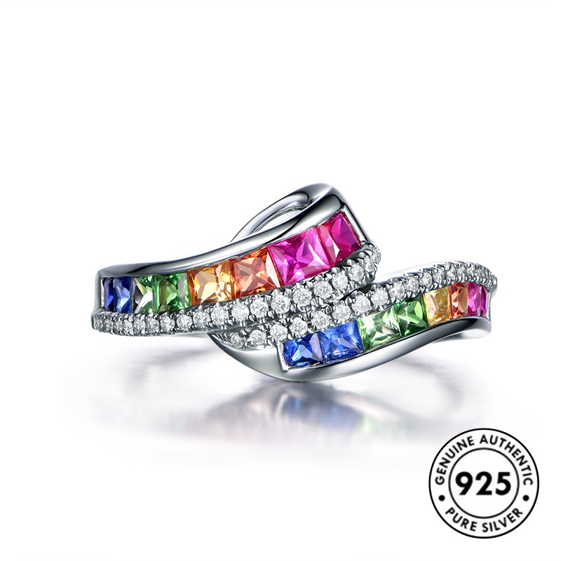 Cincin S925 Silver 18k Gold Moissanite Stackable Untuk Wanita
