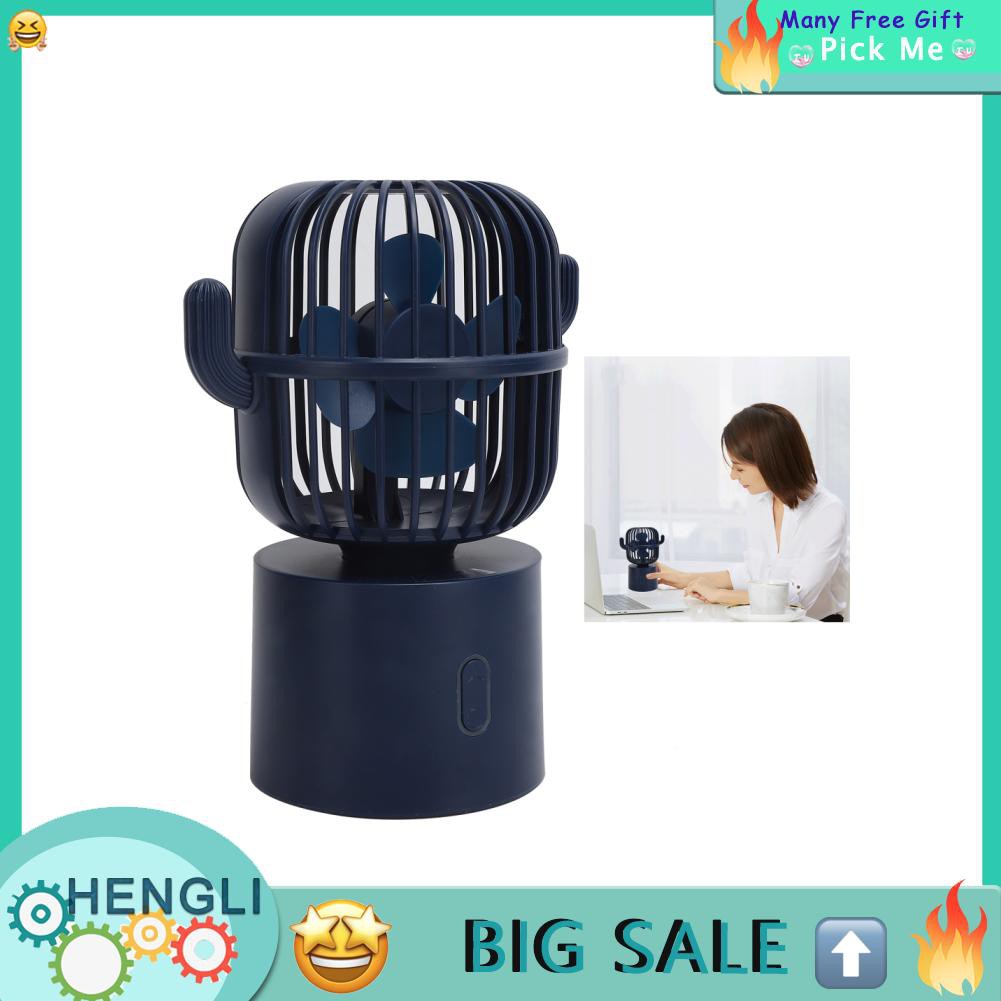 Hengli Cactus Handheld Fan Mini Oscillating Usb Left Right Auto Rotation Quiet Operation For Desktop Shopee Indonesia