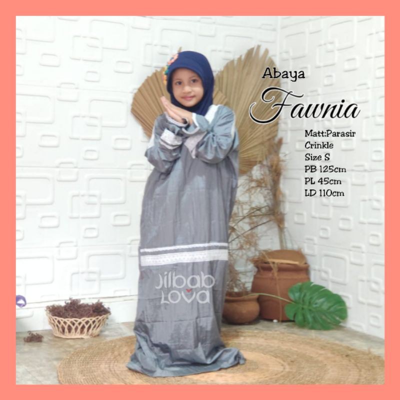 Mukenah Mukena Abaya Tanpa Tutup Kepala Bahan Parasit Parasut Anak Fawnia jokam gading354