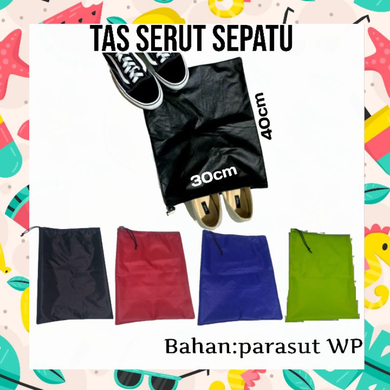 Tas Kantong Tas Sepatu serut lipat travel Laundry kain pembungkus sepatu Serbaguna