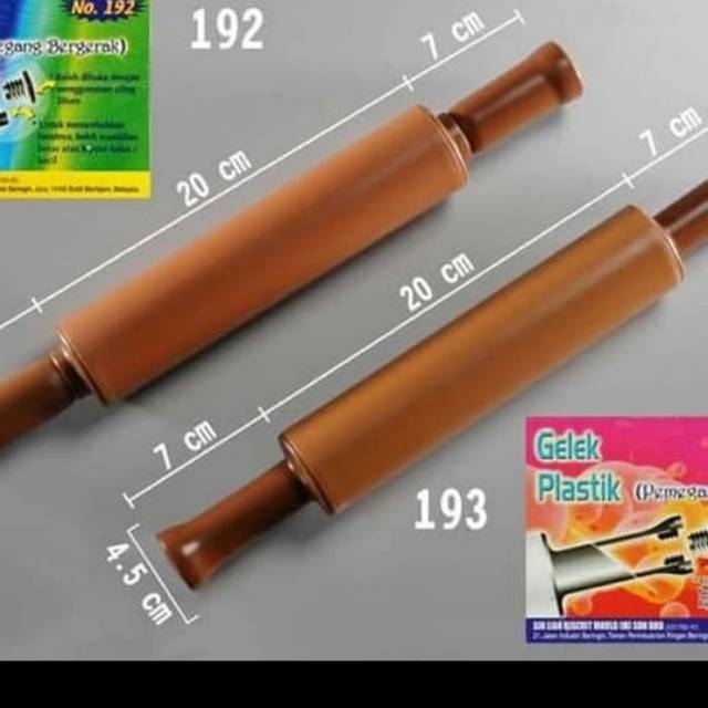 Rol plastik import Malaysia / gelek / rolling pin / perata adonan / penggiling adonan Malaysia no193