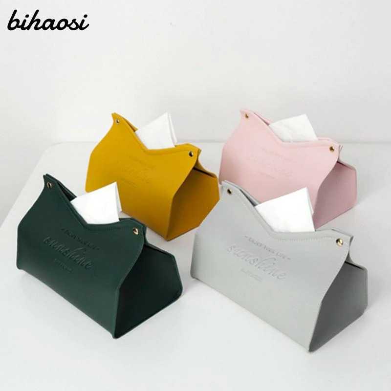 TD-AI Bihaosi Kotak Tisu Premium Kulit Tissue Box V Mouth - ZJ008