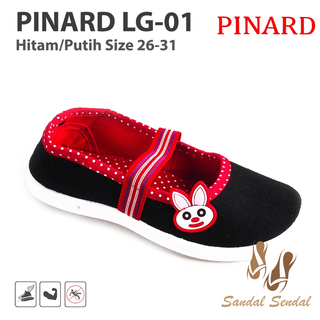 Sepatu Anak Perempuan Pinard LG-01 Hitam Putih/sepatu sandal anak