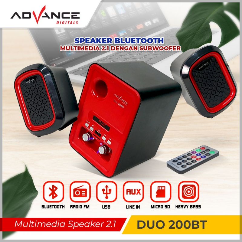 Advance Duo-200Bt Speaker Power Sound Bluetooth Portable Subwoofer Super Bass Aux Radio Fm Memory Card