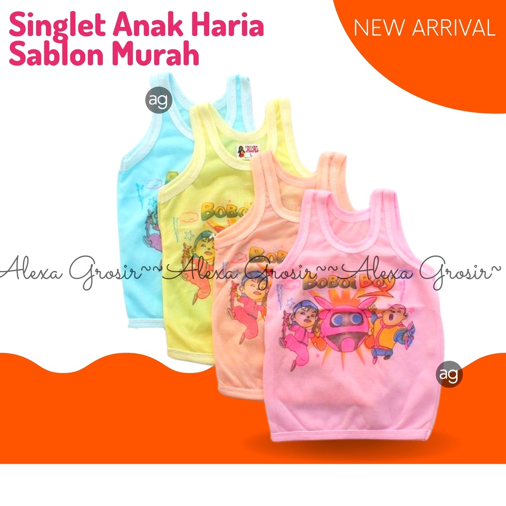 2-3 Tahun Singlet Anak KAOS DALAM ANAK sablon warna kiki obral M-ALEXA