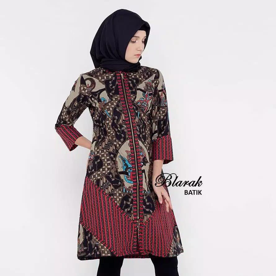 BATIK TUNIK DRESS BLARAK LENGAN PANJANG FULL RESLETING